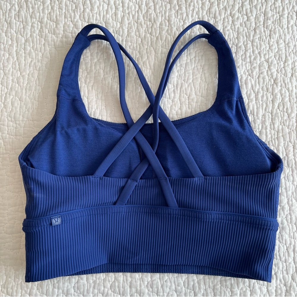 Lululemon Energy Bra Long Line Ribbed Regatta Blue 6 - Picture 6 of 9